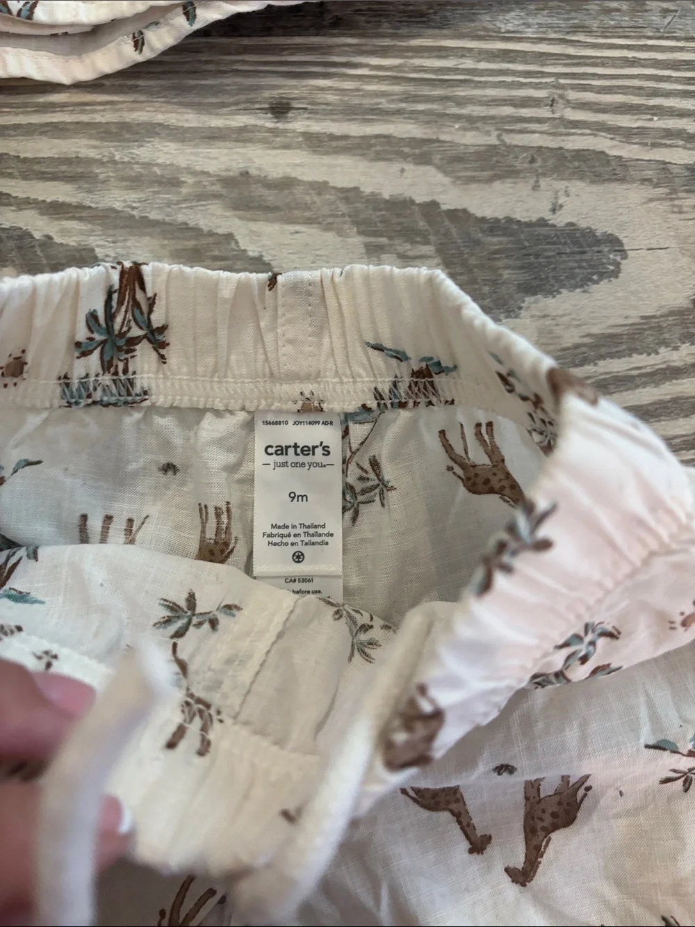 Carter's Cream button up set with Brown Giraffe Print - Picture 3 of 3